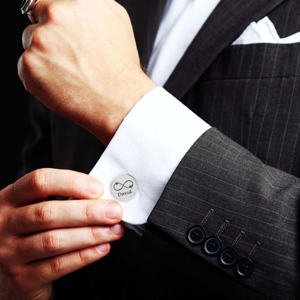 Personalized Infinity Symbol & Last Name Cufflink For Men And Boys 1 Pair - Jiva