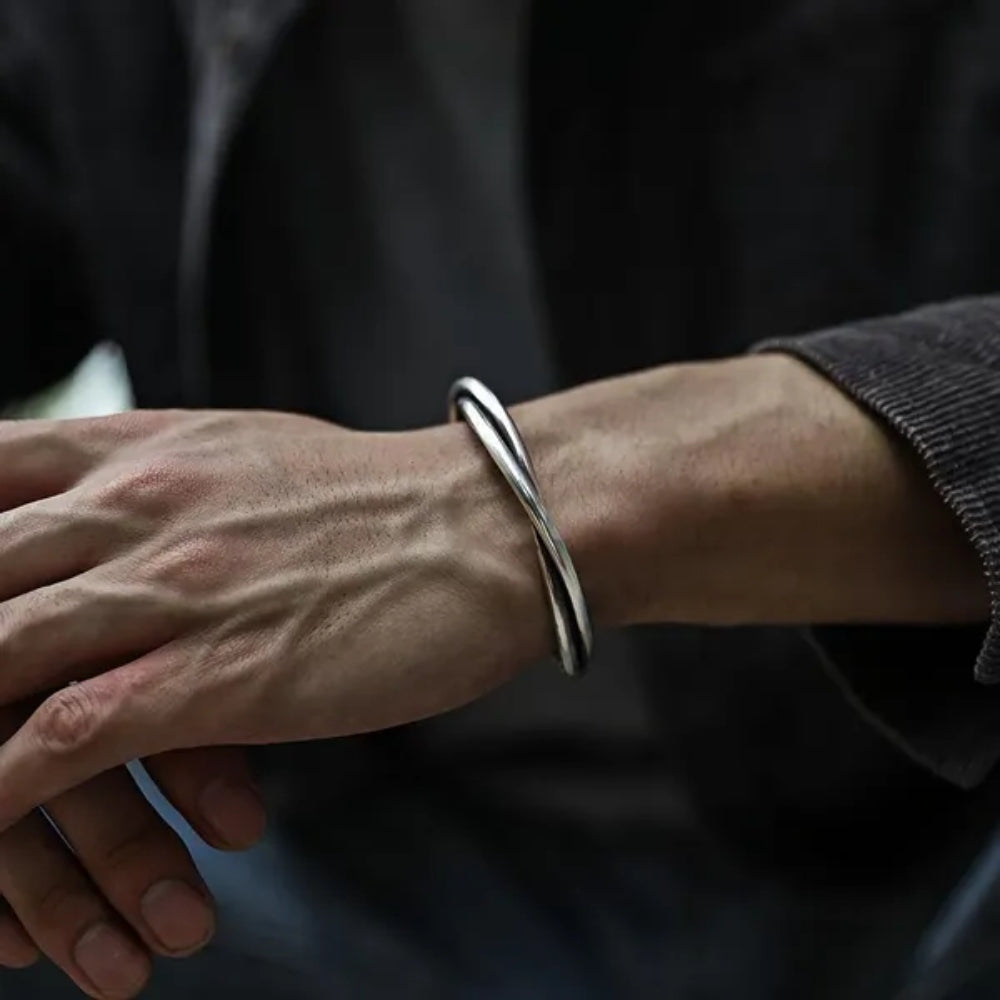 Silver Boho Kada Bracelet for men - Jiva