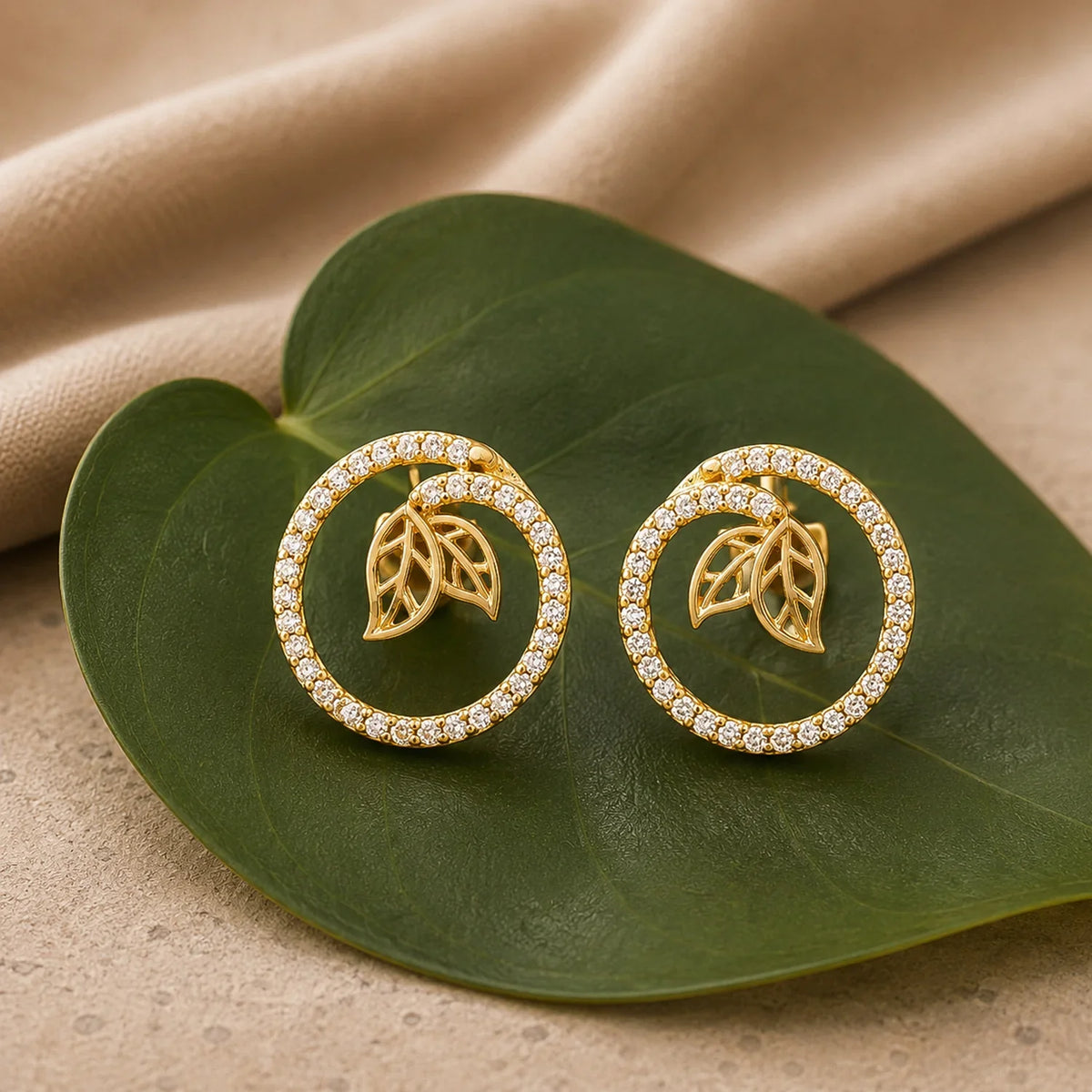 Leafy Affair Verdelle Halo Stud Earrings