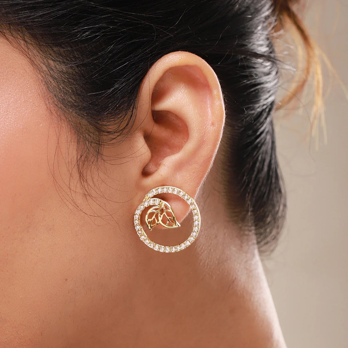Leafy Affair Verdelle Halo Stud Earrings