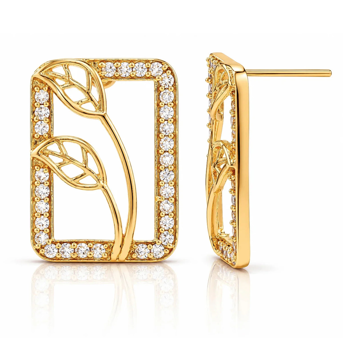 Leafy Affair Verdique Frame Stud Earrings