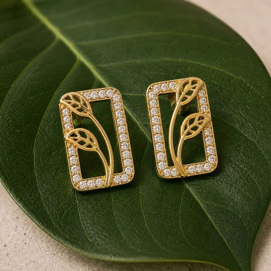 Leafy Affair Verdique Frame Stud Earrings