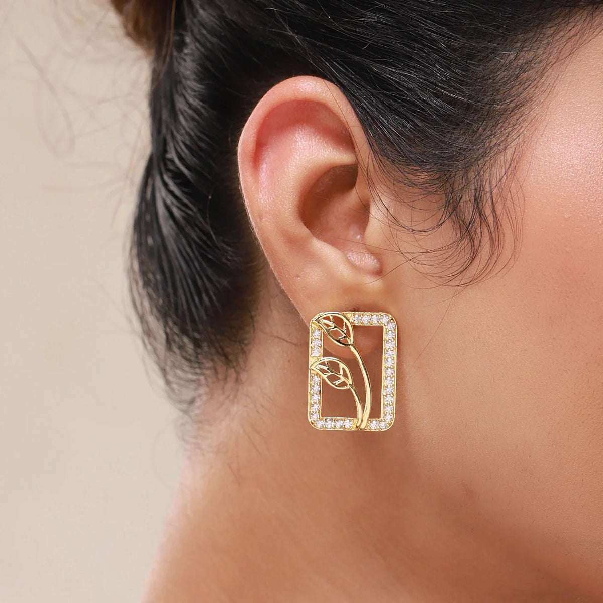 Leafy Affair Verdique Frame Stud Earrings