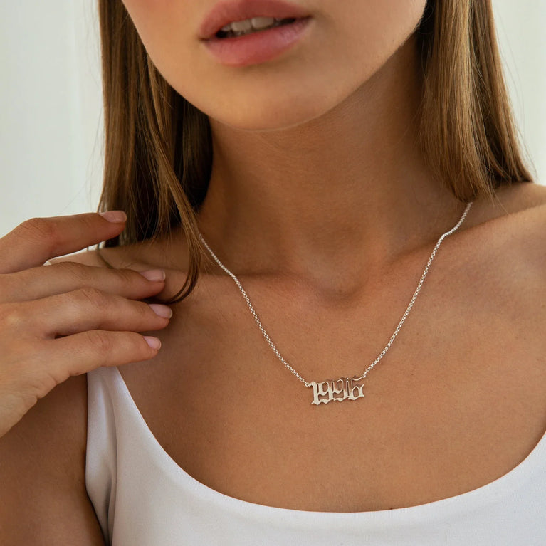 Birth Year Necklace • Year Necklace Gold, Silver • Necklace For Girlfriend • Birthday Gift For Girlfriend • Girlfriend Christmas Gift Ideas