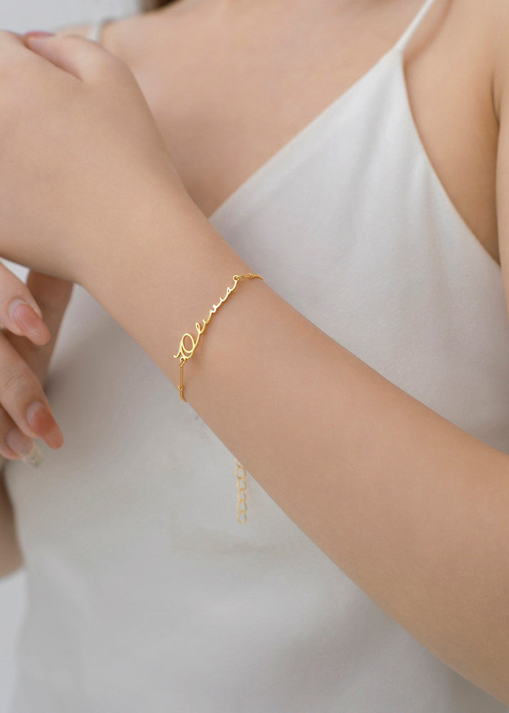 Minimalist Custom Name Bracelet in Gold / Silver / Rose Gold Personalized Couples Bff Friendship Customized Chain Bracelet Name Bracelets