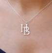 Two Interlocking Special Custom Design Letter Necklace, Personalized Double Letters Pendant, Dainty Double Initials Necklace, Unique Gifts
