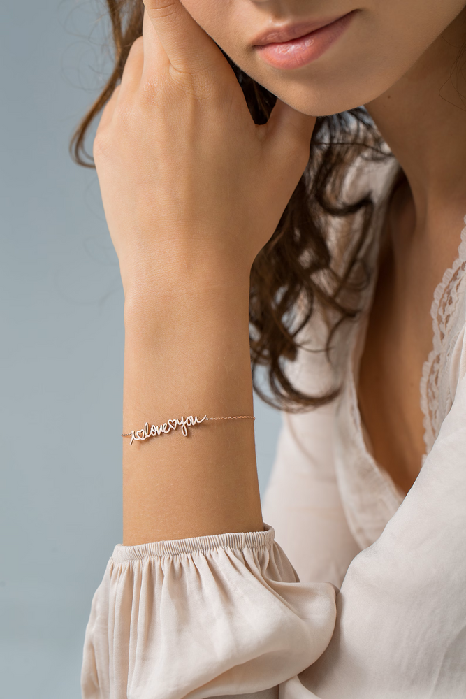 Custom Handwriting Bracelet | Personalized Gold Bracelet | Dainty Name Bracelet | Handmade Name Charm Jewelry | Perfect Gift for Mom