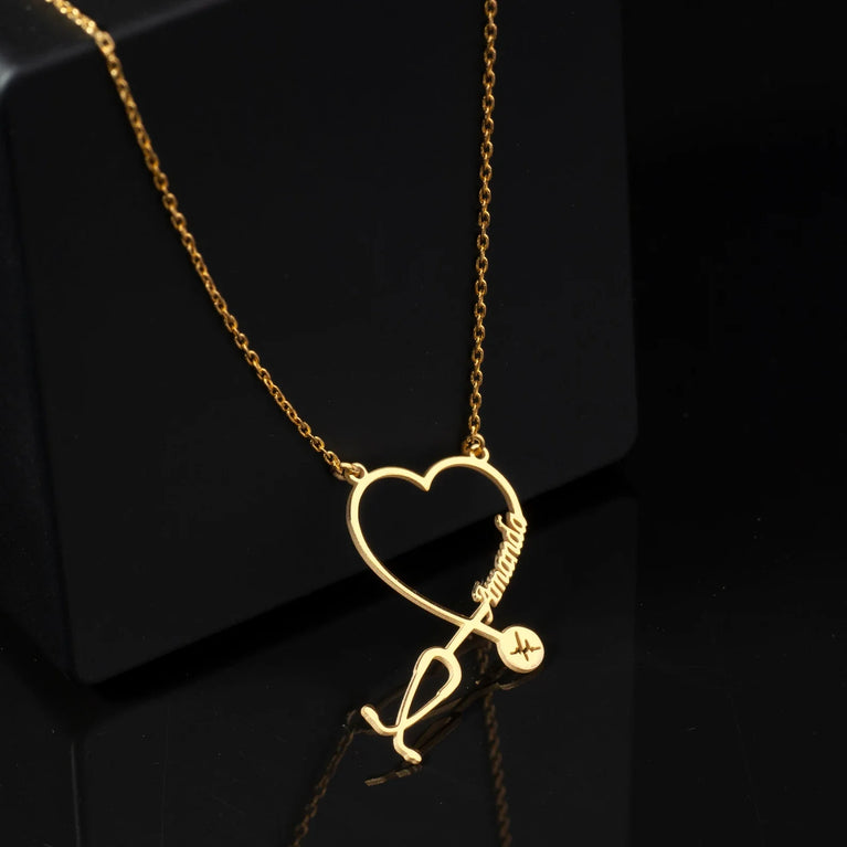 Doctor Stethoscope Necklace, Medical Charm for Doctors, cardiologists, heart doctor, Personalized Name Stethoscope Necklace, Stethoscope