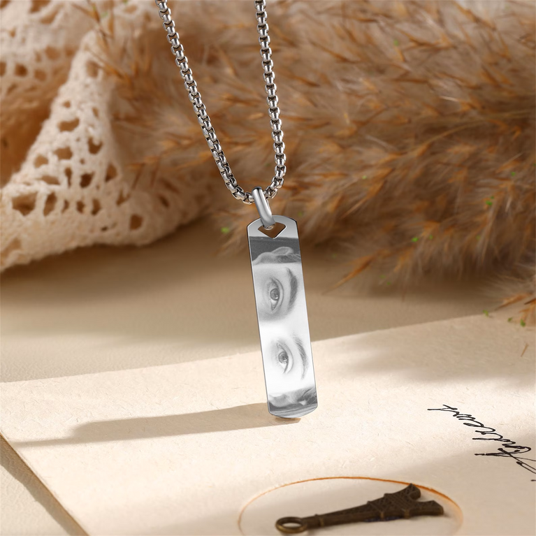 Personalised Eye Engraving Pendant With Chain