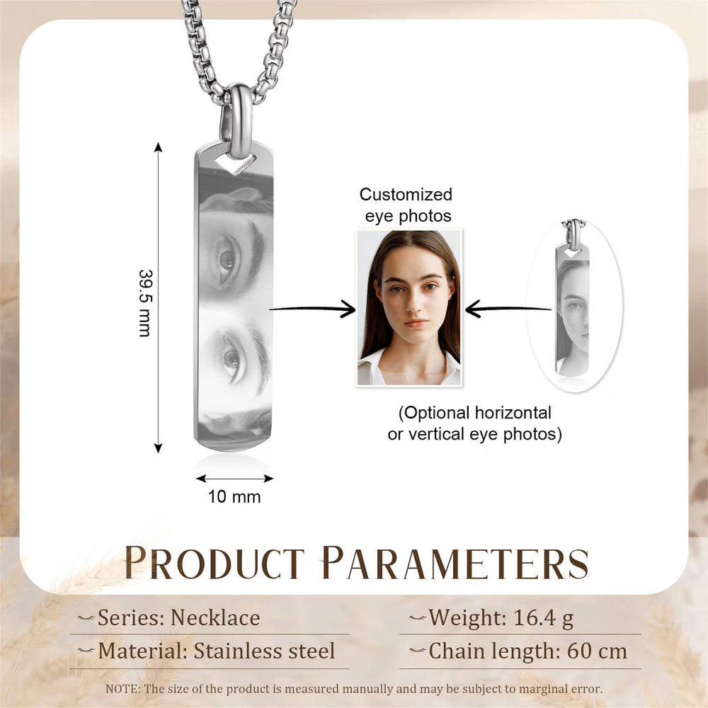 Personalised Eye Engraving Pendant With Chain
