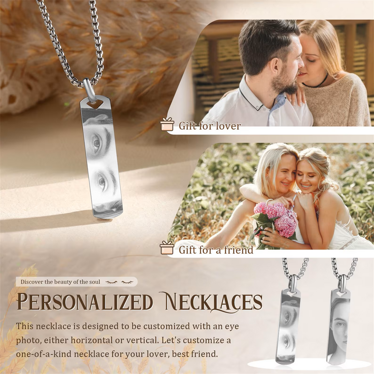 Personalised Eye Engraving Pendant With Chain