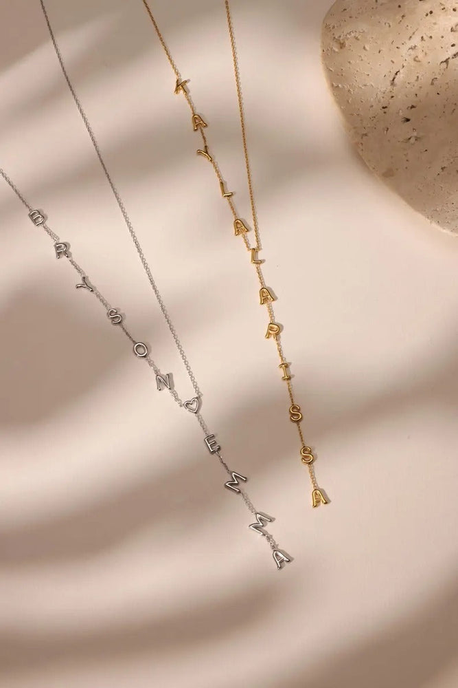 Custom Lariat Name Necklace | Personalized Y Necklace | Dainty Drop Name Jewelry | Initials Necklace for Women | Unique Gift for Her