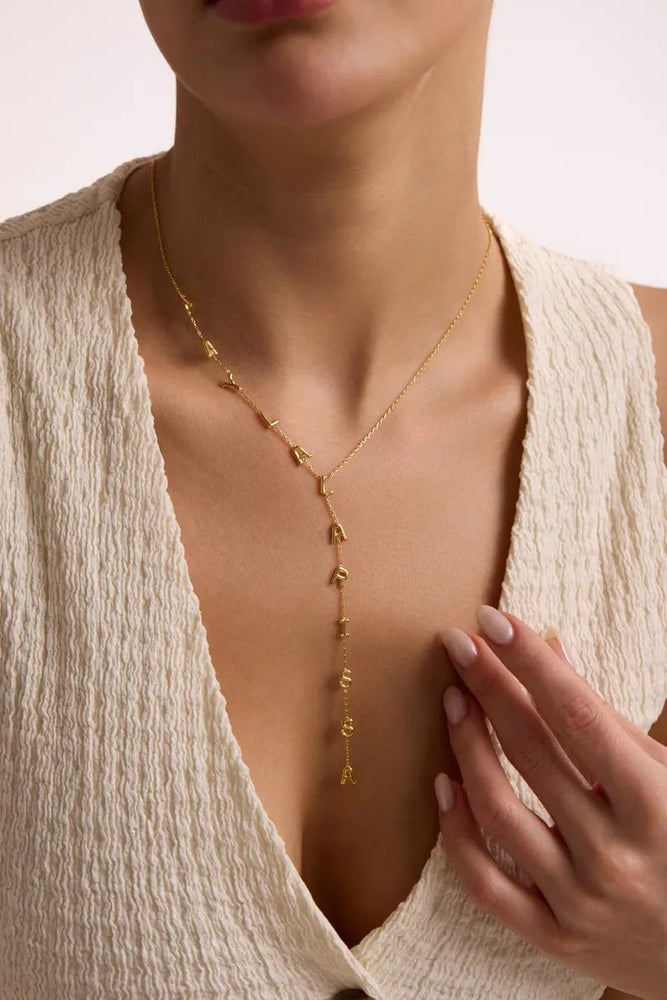 Custom Lariat Name Necklace | Personalized Y Necklace | Dainty Drop Name Jewelry | Initials Necklace for Women | Unique Gift for Her