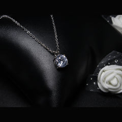 Silver Classic Solitaire Pendant