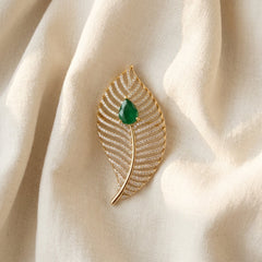 Pankh Feather Brooch – Gold & Silver Zircon Brooch Pin